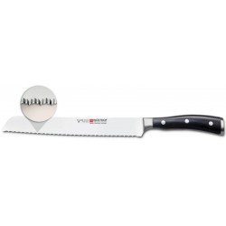 Cuchillo para cortar pan con doble sierra de 23 cm. Wüsthof serie Classic Ikon acero forjado