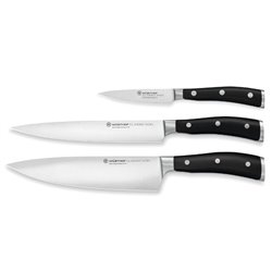 Estuche de 3 cuchillos de cocina Wüsthof serie Classic Ikon acero forjado