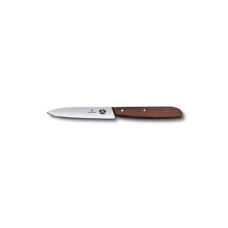 Cuchillo para verdura de 10 cm. de punta centrada y mango de madera