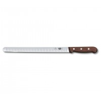 Cuchillo para jamón y salmón de 30 cm. y filo alveolado con mango de madera