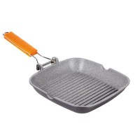 Grill efecto piedra de gran espesor y muy resistente con mango abatible