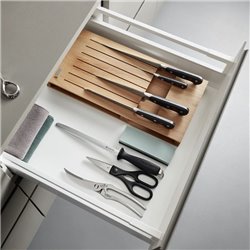 Organizador de cuchillos para cajón de cocina de madera