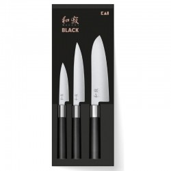 Juego 3 cuchillos Kai Wasabi Black -santoku-office y pelador